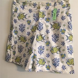 GOVANGO White-Blue Yellow Fish & Coral Shorts